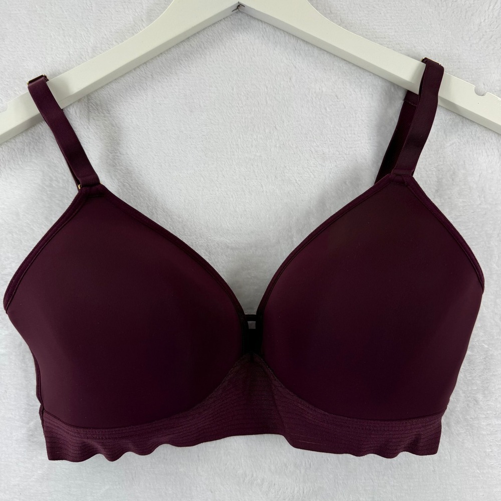 Lively Womens 36D Burgundy Wireless T-Shirt‎ Bra WL1023 Adjustable Straps